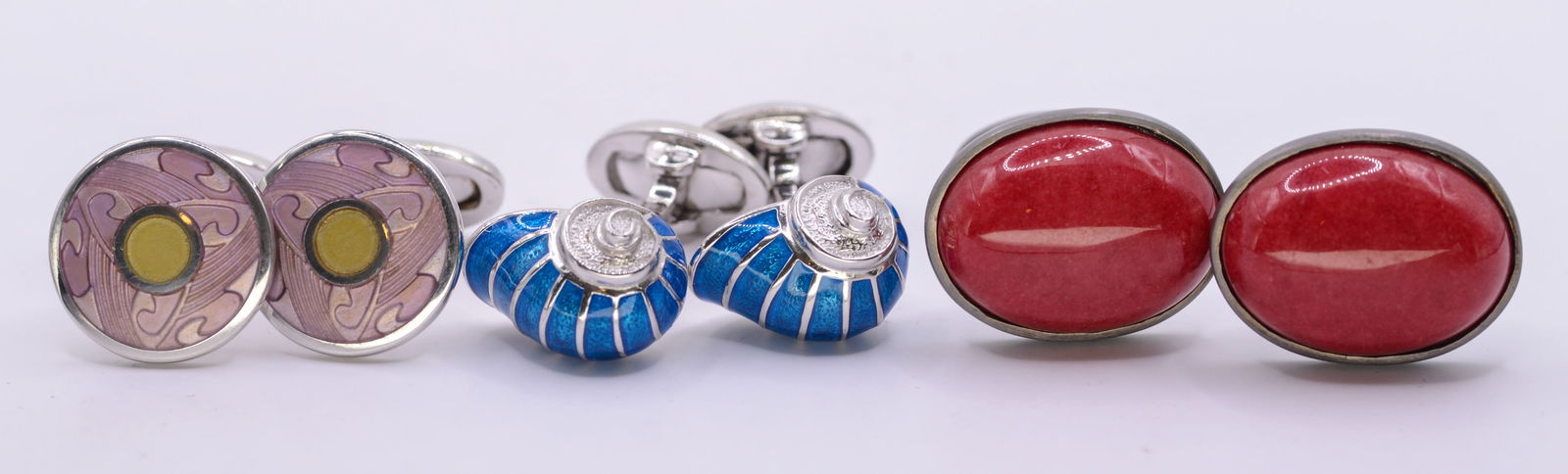 Three Pairs of Jan Leslie Sterling Silver Cufflinks.: New in bags.