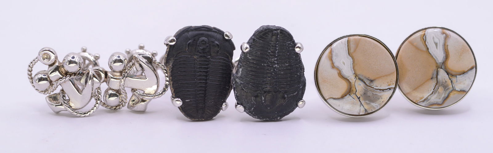 Three Pairs of Jan Leslie Sterling Silver Cufflinks.: New in bags.