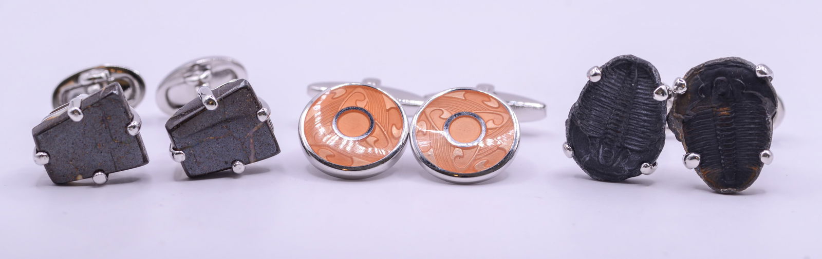Three Pairs of Jan Leslie Sterling Silver Cufflinks.: New in bags.