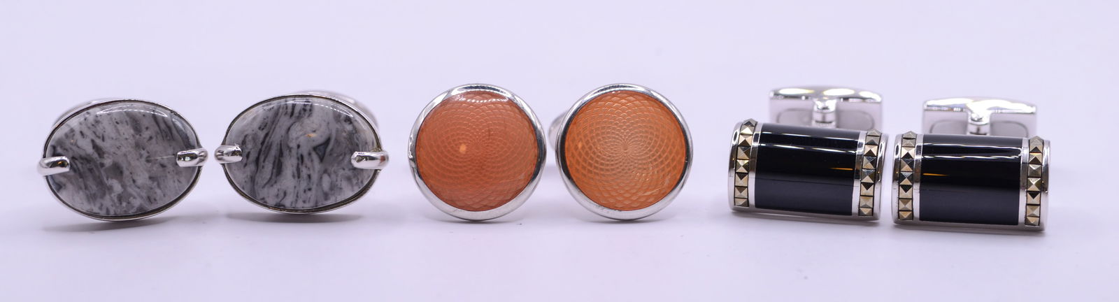 Three Pairs of Jan Leslie Sterling Silver Cufflinks.: New in bags.