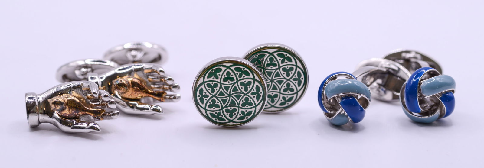 Three Pairs of Jan Leslie Sterling Silver Cufflinks.: New in bags.