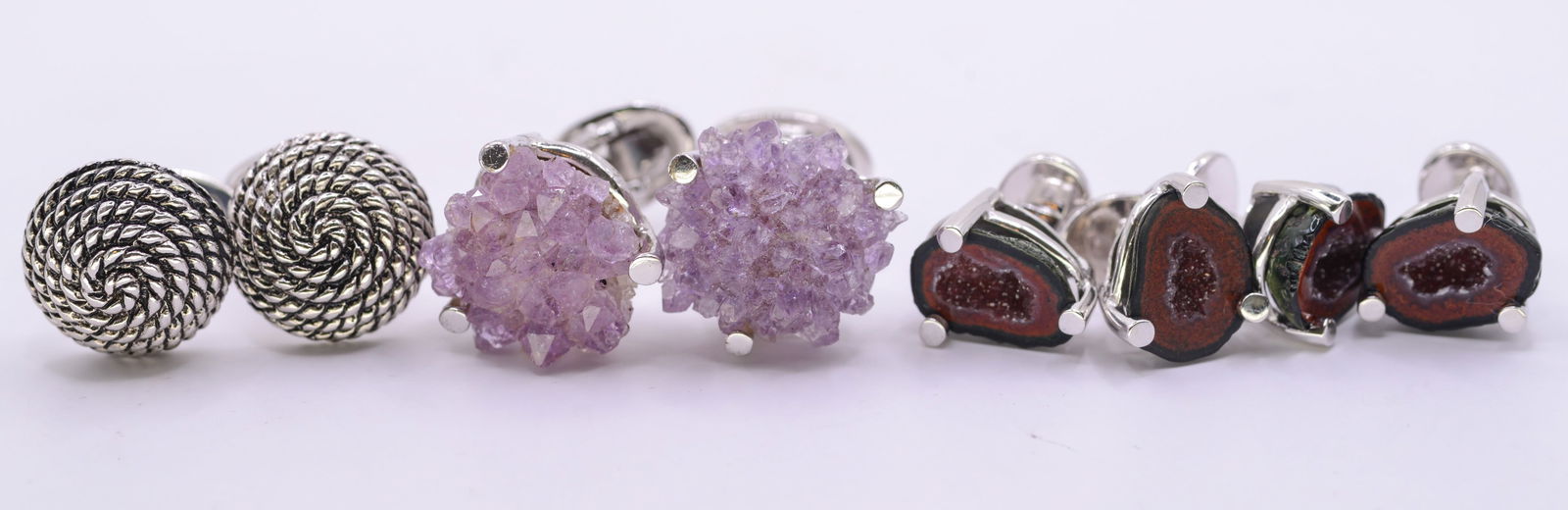 Three Pairs of Jan Leslie Sterling Silver Cufflinks.: New in bags.