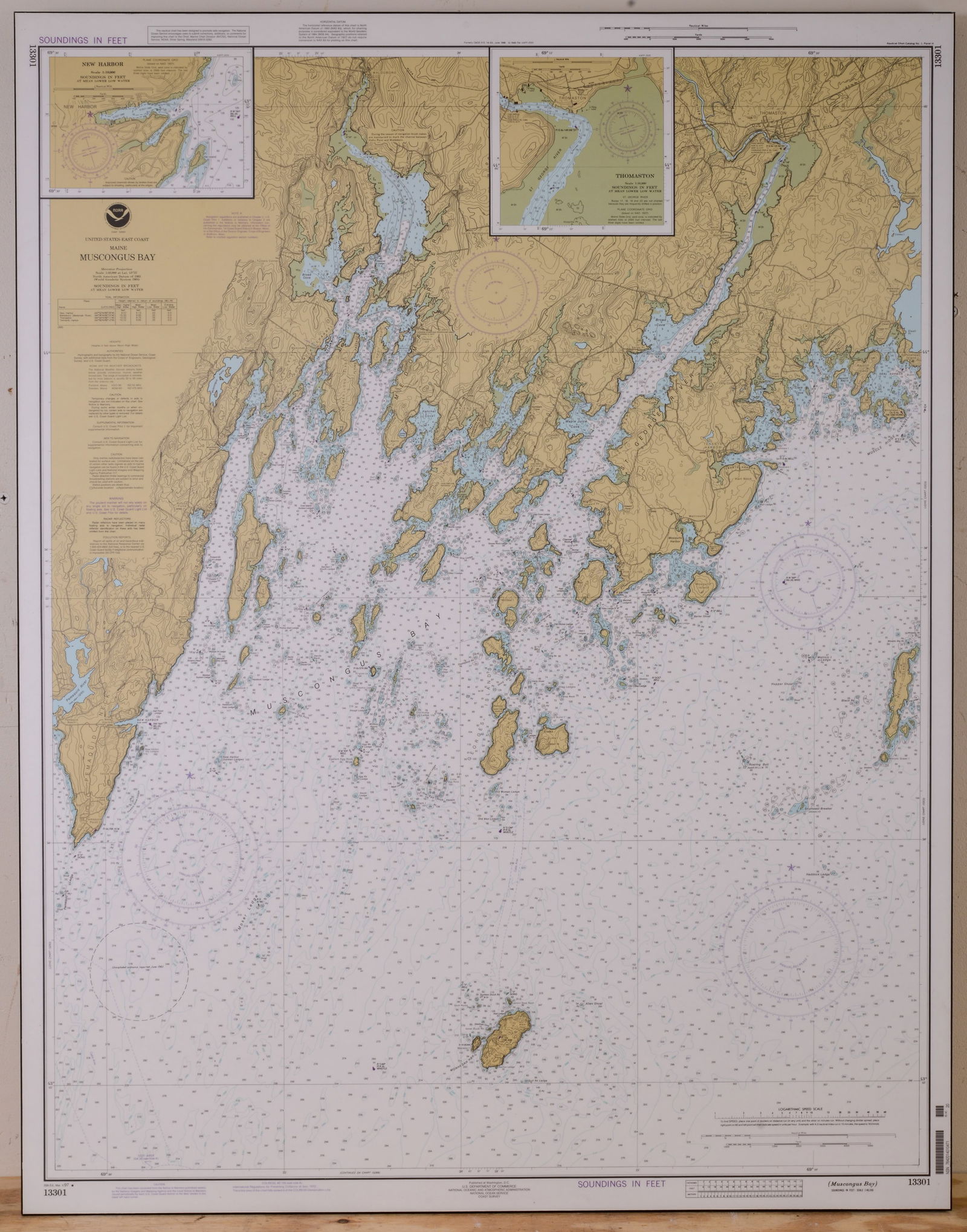 Mounted Chart of Muscongus Bay.: 45 x 35 inches.