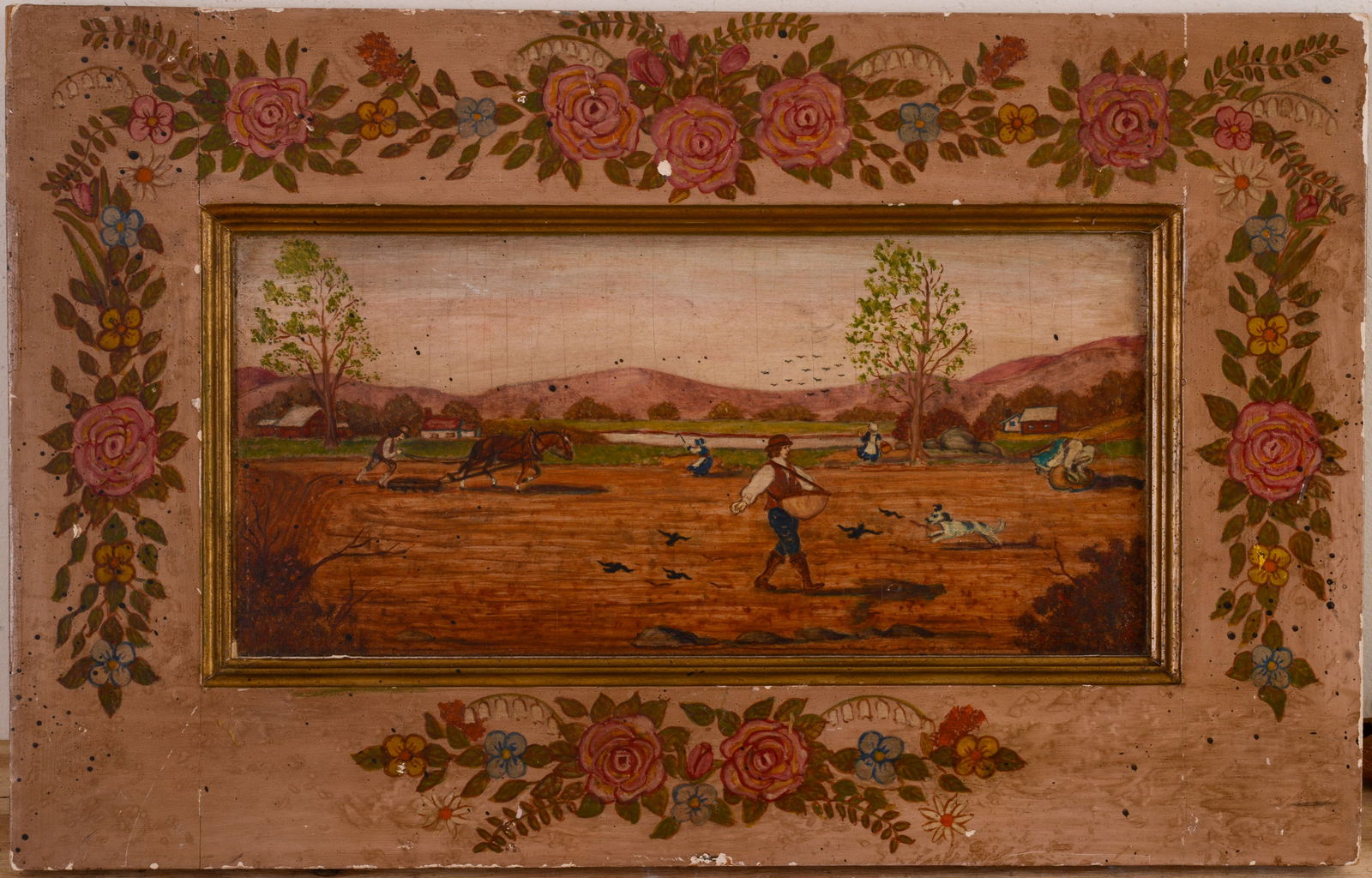 Folk Art Painting of a Farm Scene. (1 of 2)