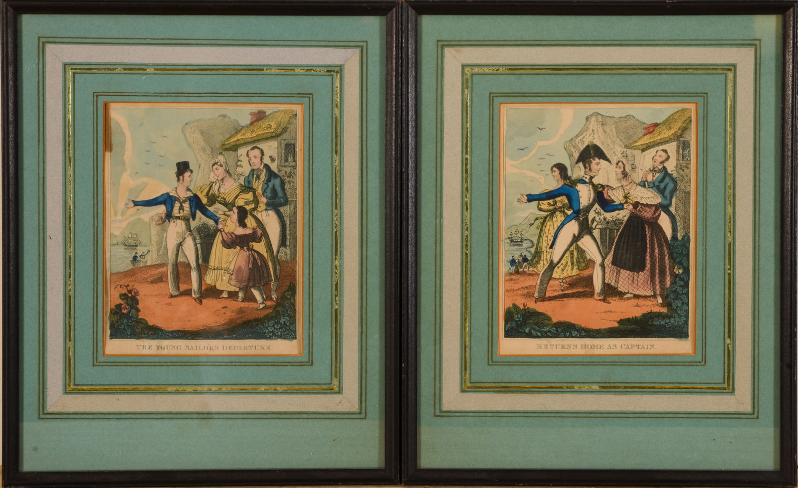 TWO LITHOGRAPHS: SAILOR'S RETURN AND DEPARTURE (1 of 4)
