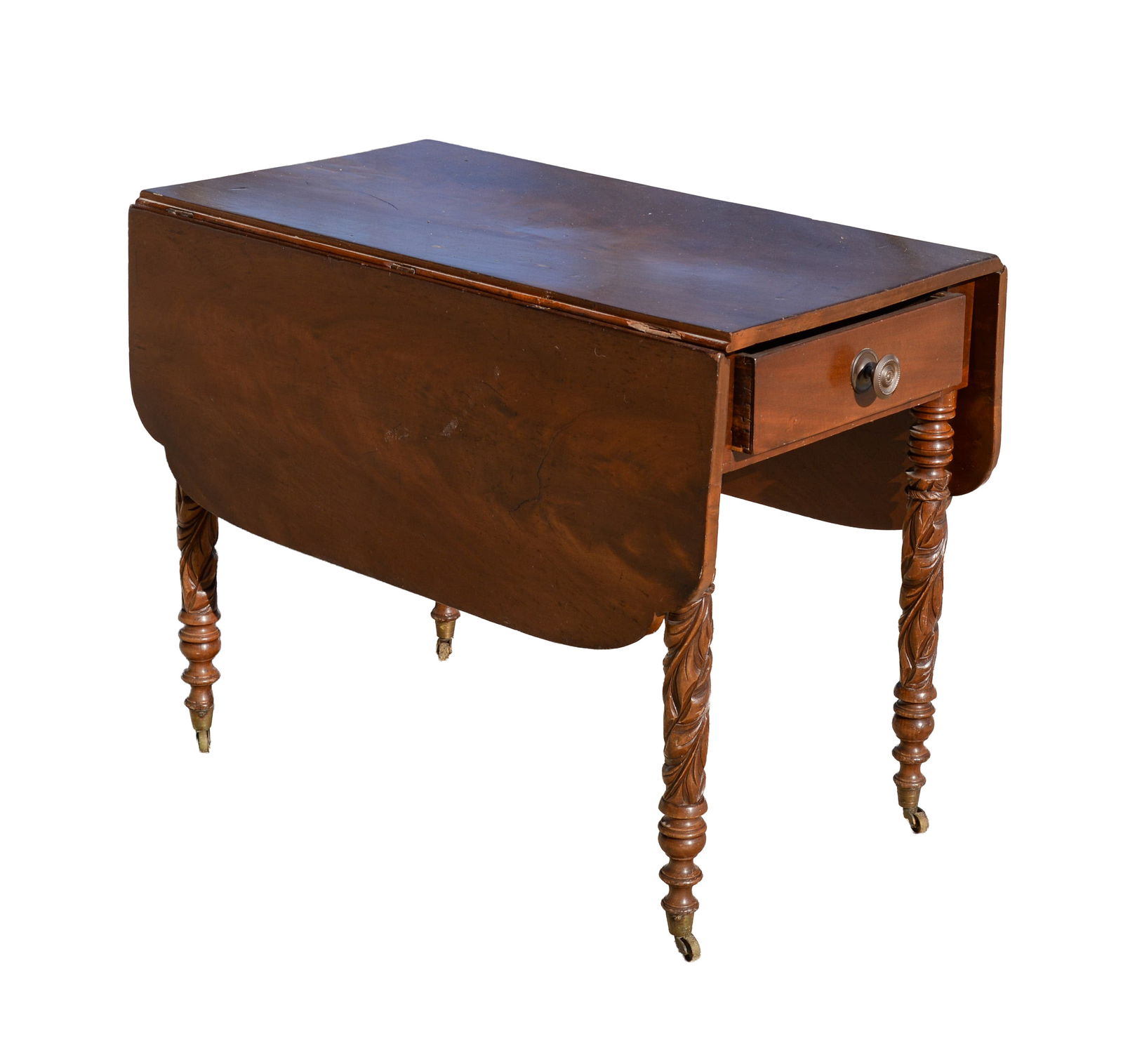 Sheraton Pembroke Table: Height 28.5 inches, top closed 37 x 21 inches.