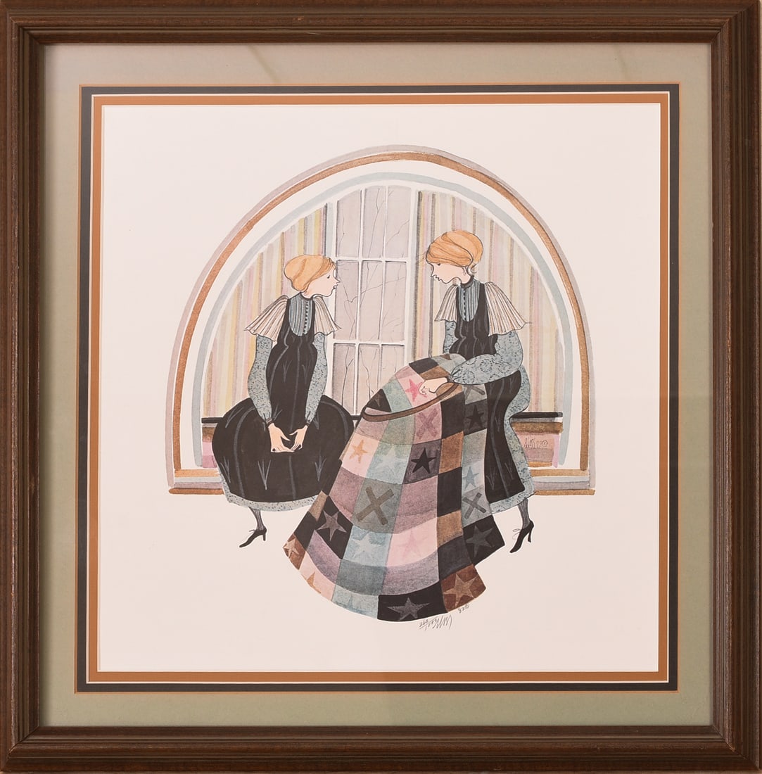 P. Buckley Moss Print, Taking Turns.: Pencil signed. Framed, 19 x 19 inches.