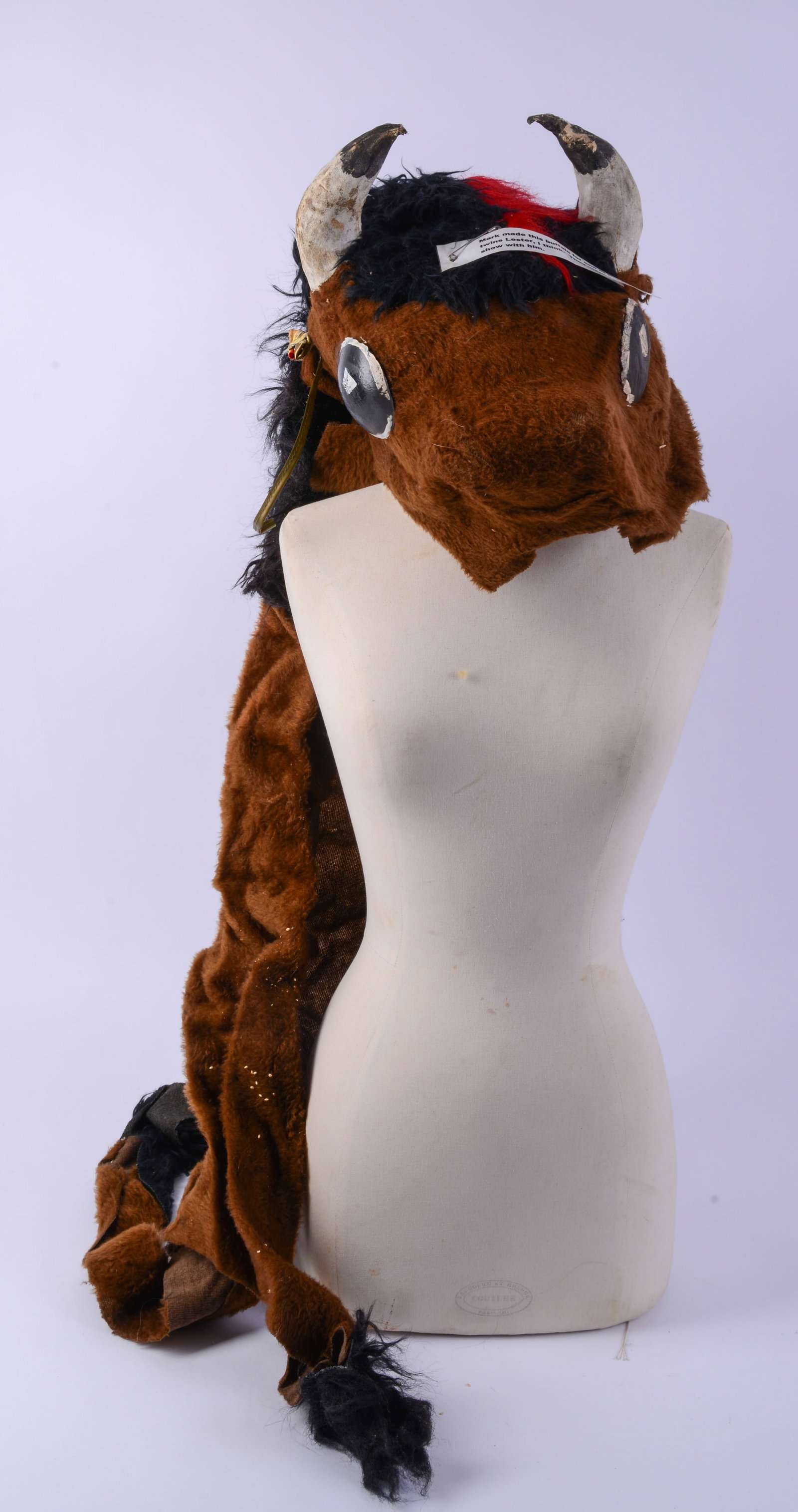 Clown Buffalo Mask.: 11 x 12 x 11 inches. Some moth damage.