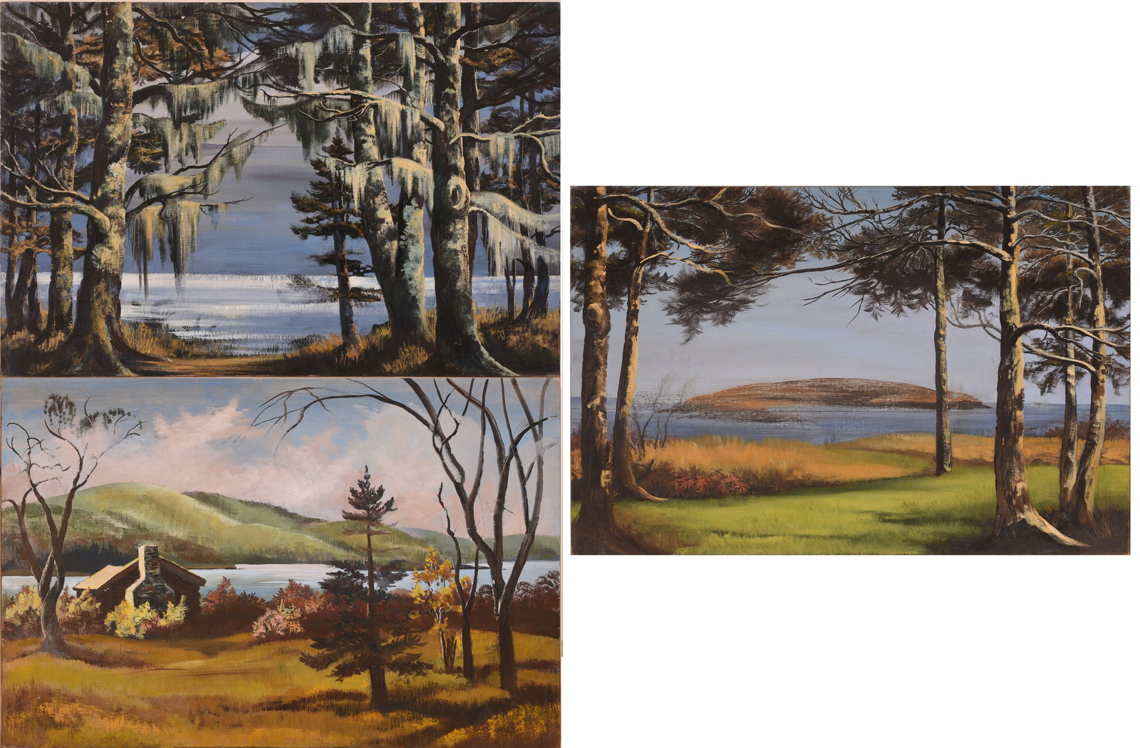Edythe Laws (1922-1948). Three Paintings.: Oil on board, unsigned, 24 x 36 inches. From the estate of the artist.