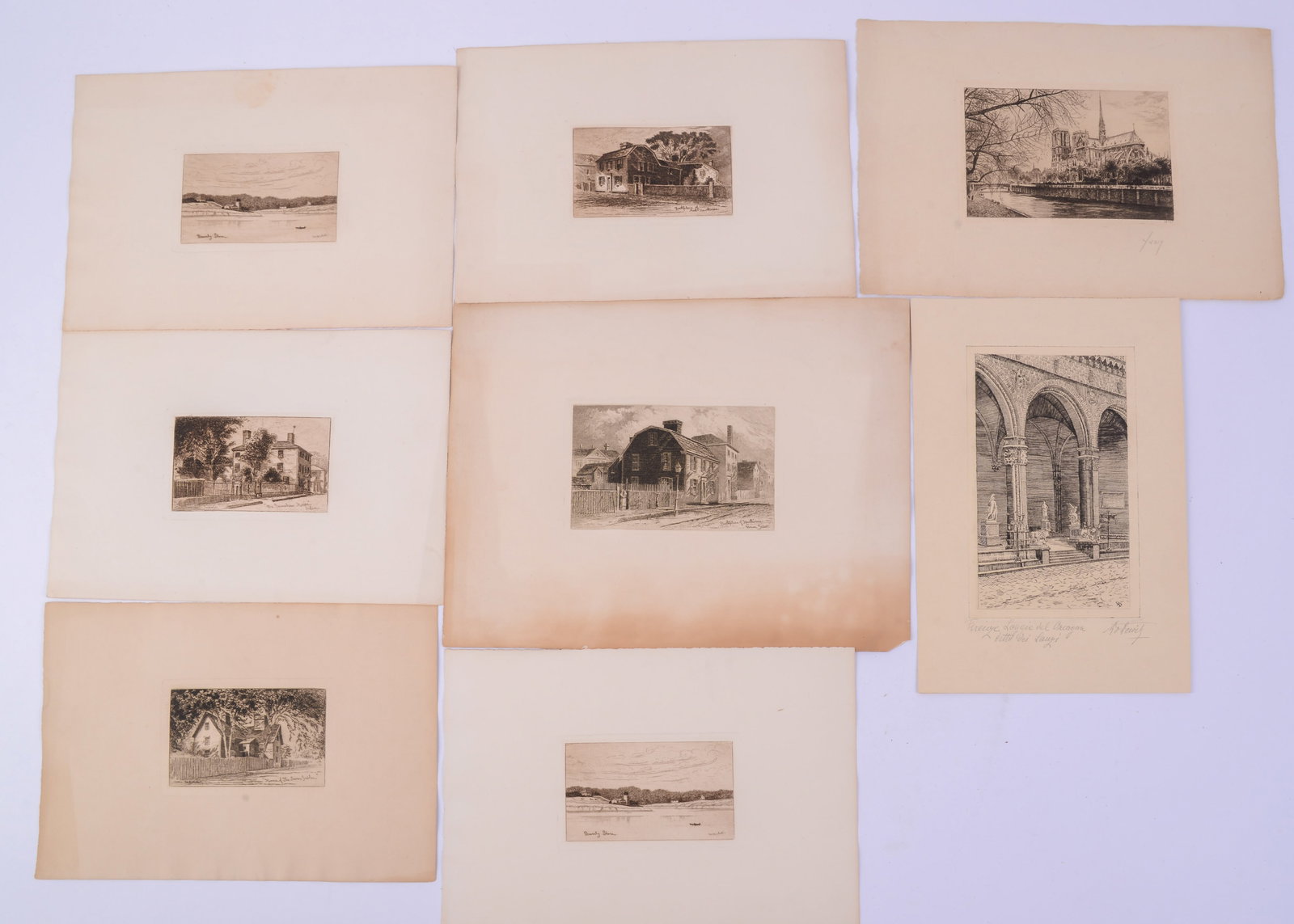 Seven Engravings.: Birthplace of Hawthorne, Beverly Shores, and others. Largest sheet 9.5 x 12.5 inches.