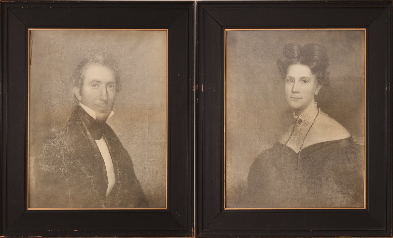 Pair of Framed Prints of Folk Portraits.: Rabbett 19.5 x 15.5 inches, overall 25 x 21 inches.