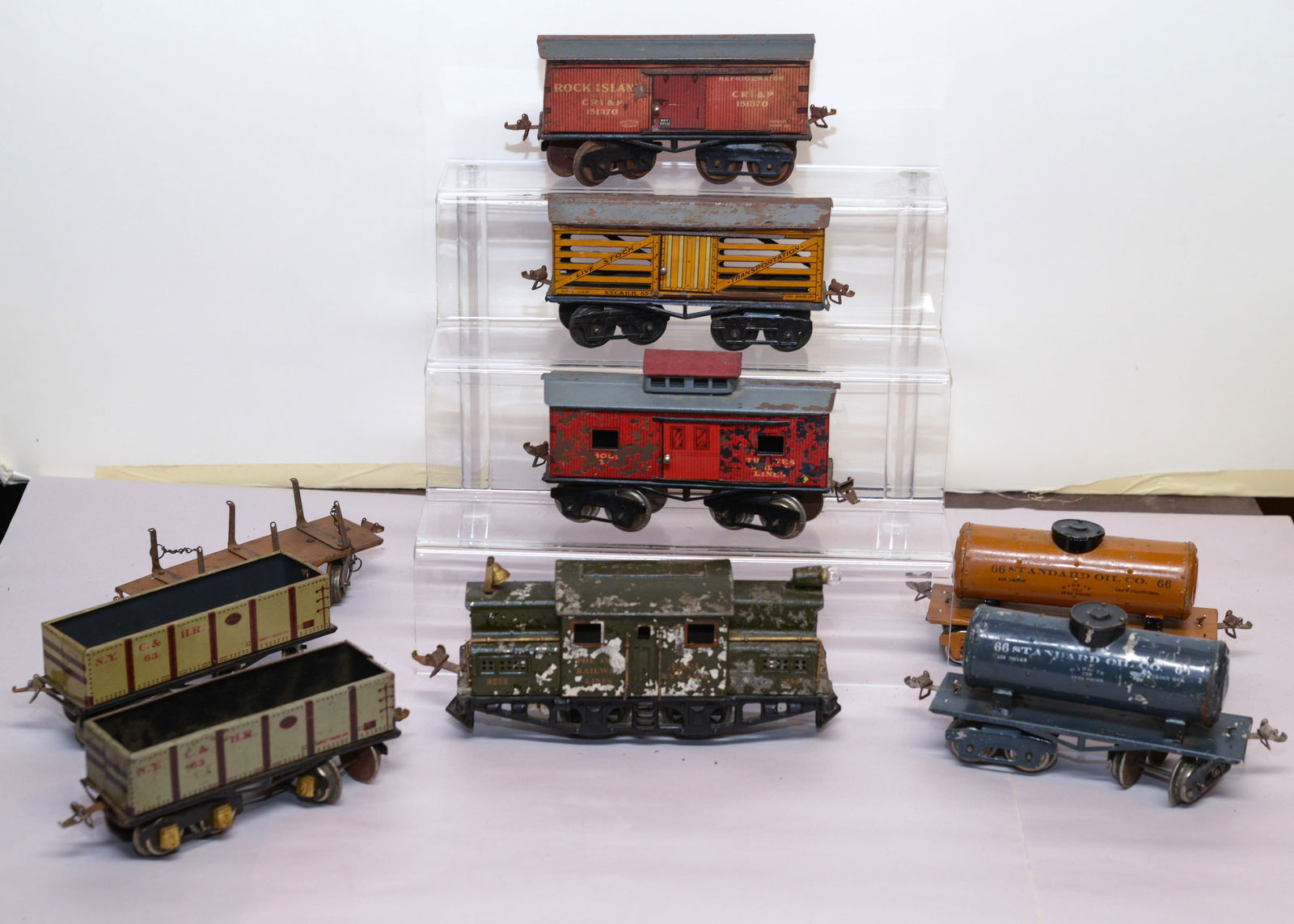 Ives Railways Locomotive and Eight Cars.: Some paint loss.