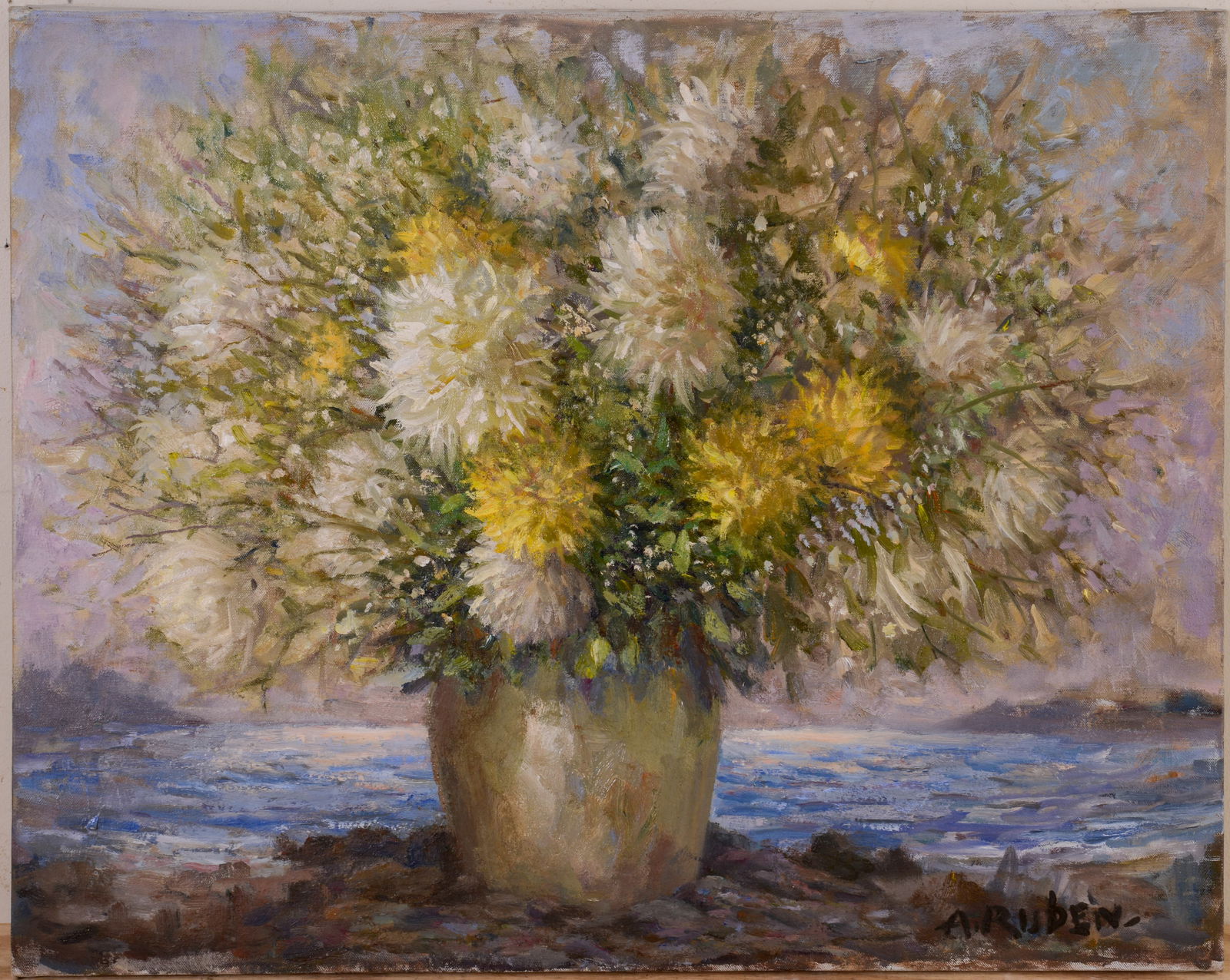 Still Life of Flowers.: Oil on canvas, signed lower right A. Ruben (Albert). 24 x 30 inches.