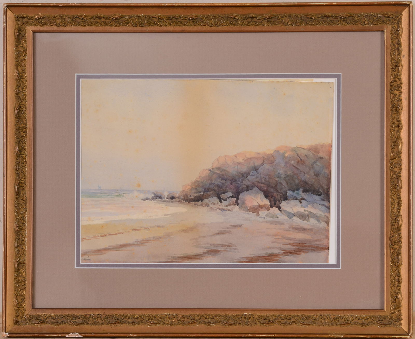 H.L. French, Newport, RI, Seascape.: Watercolor on paper, signed LL. 9 3/4 x 13 1/4 inches, sight. Framed, 17 1/2 x 21 1/2 inches.