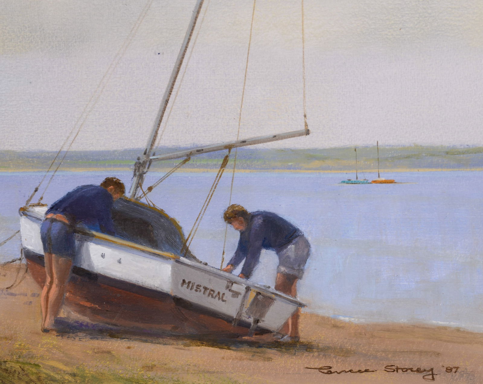 Two Men Working on a Boat. - 2