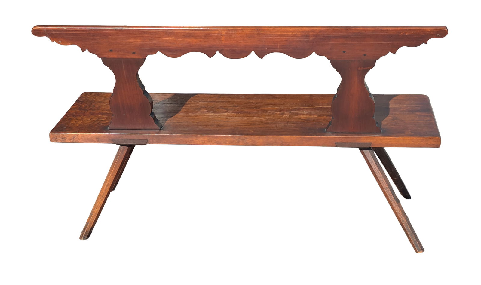 Pine Bench with Shaped Back. - 2
