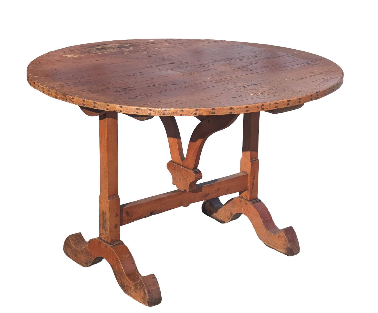 Tilt Top Table, Probably Southern.: Height 26.5 inches, diameter of top 39 inches.