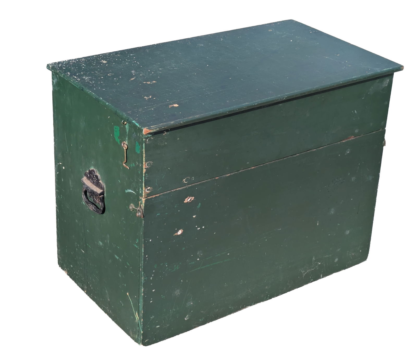 Artillery or Map Box in Green Paint.: 27 x 21 x 16 inches.