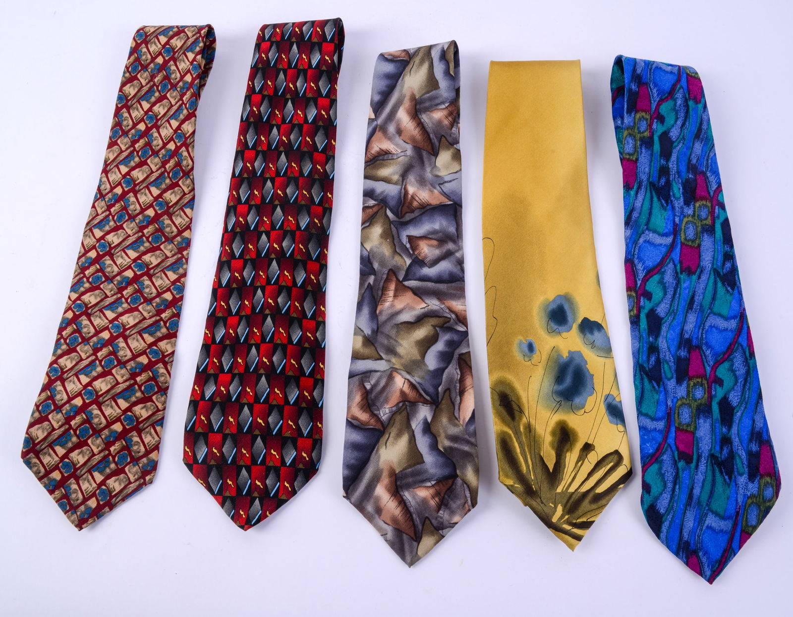 Five Jerry Garcia Neckties. - 2