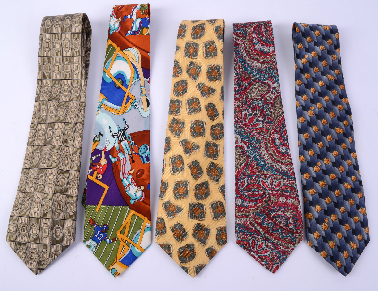 Five Designer Neckties. - 2