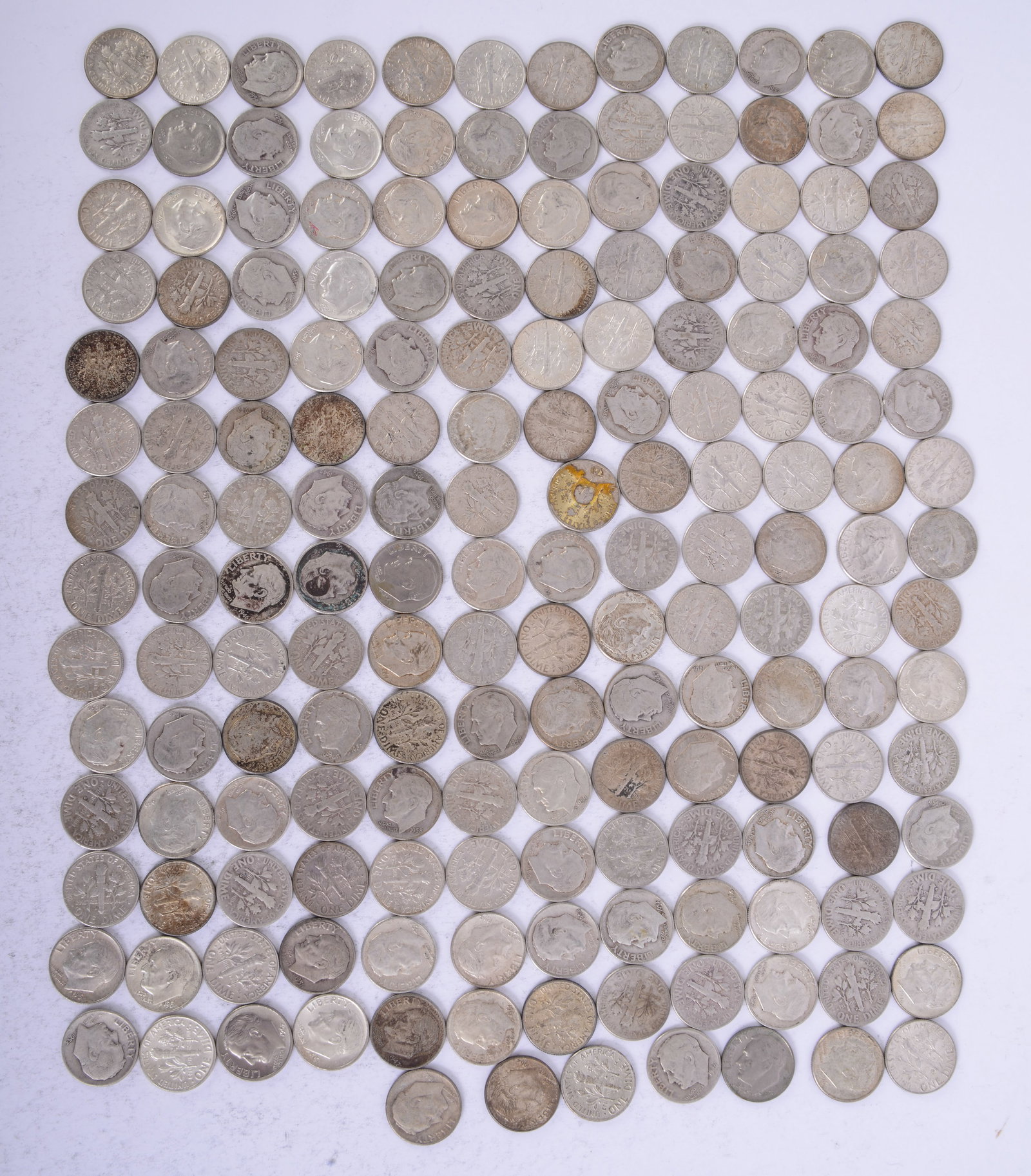 176 Eissenhower Silver Dimes.: Ungraded, various years.