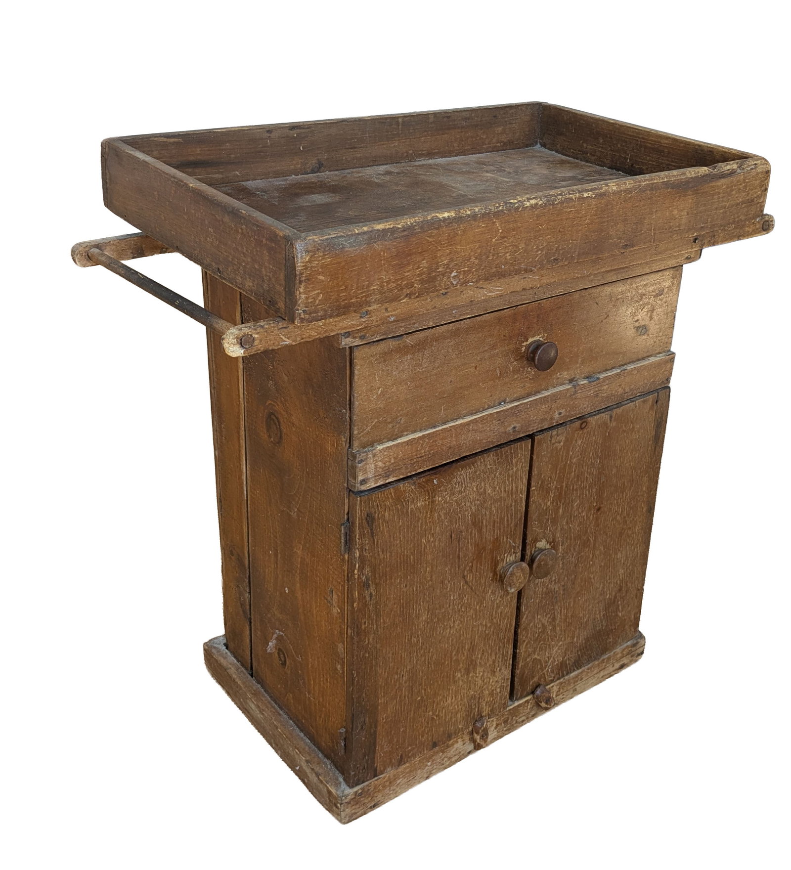 Country Pine Dry Sink.: Height 31 inches, width 31 inches, depth 17 inches. Break to one towel rack.