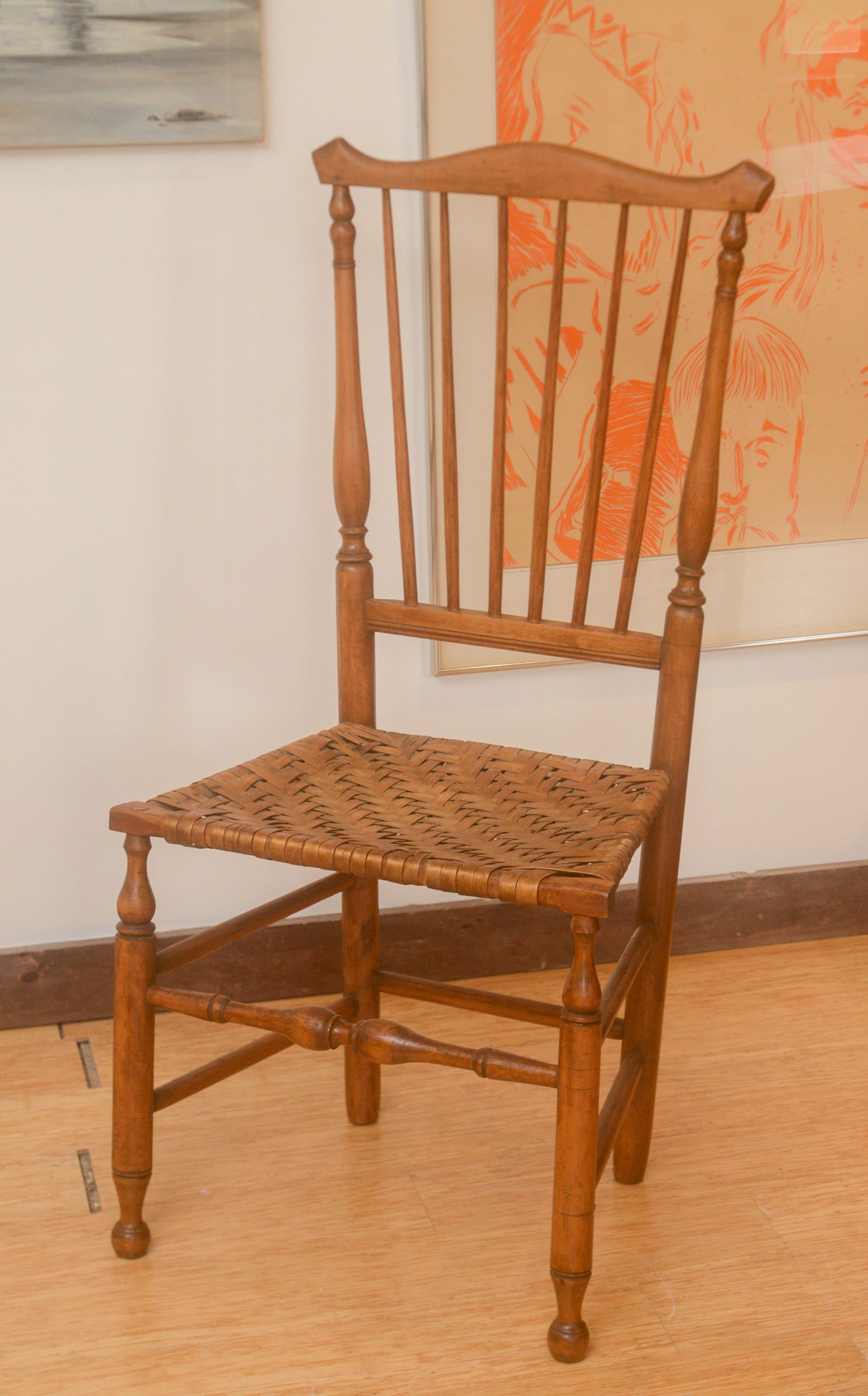 18th Century Maple & Oak Side Chair.: Height 39 inches, width 20 inches, depth 14 inches.