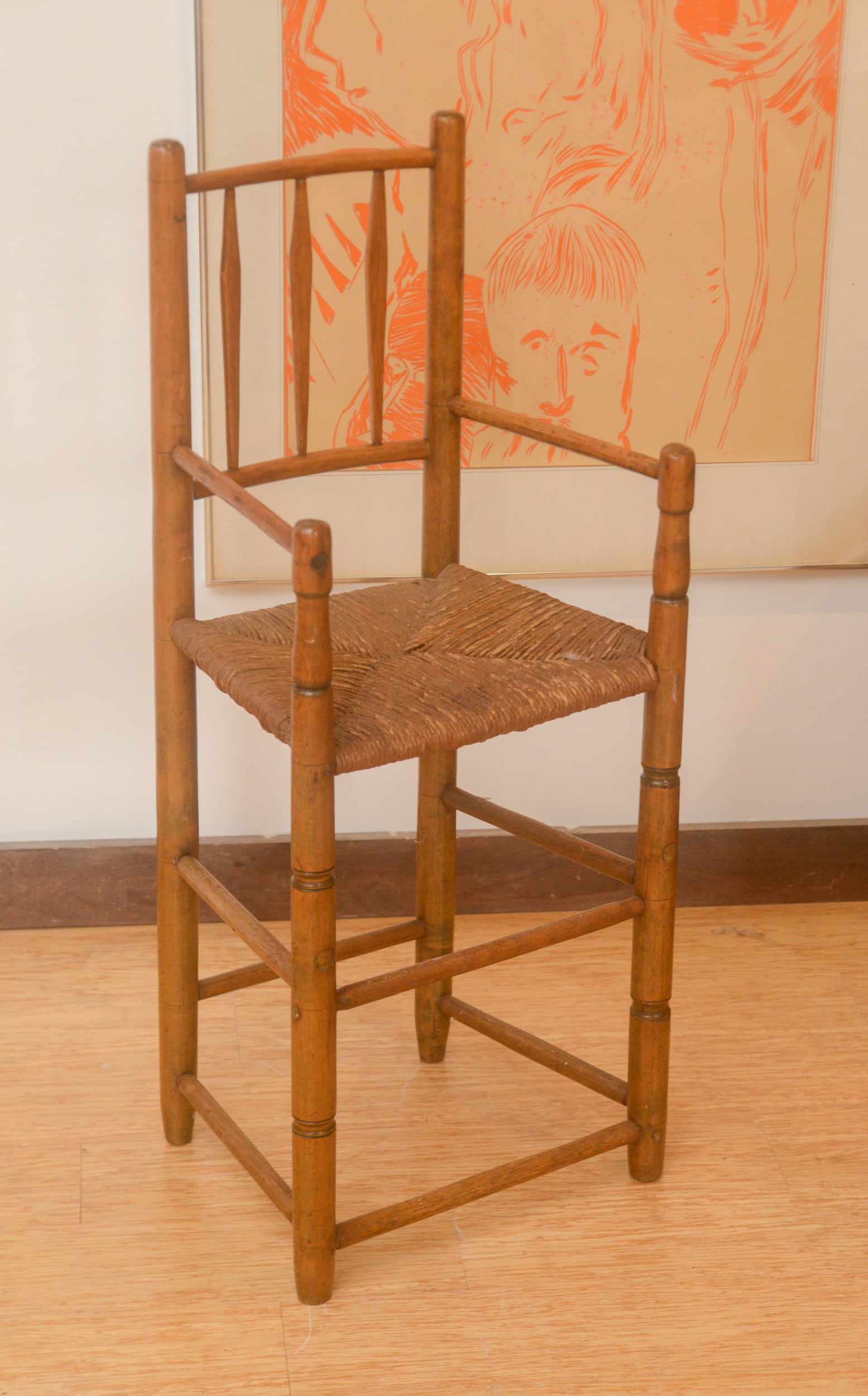 18th Century Maple & Oak Child's Arm Chair: Height 35 1/2 inches, width 15 inches, depth 11 1/2 inches.