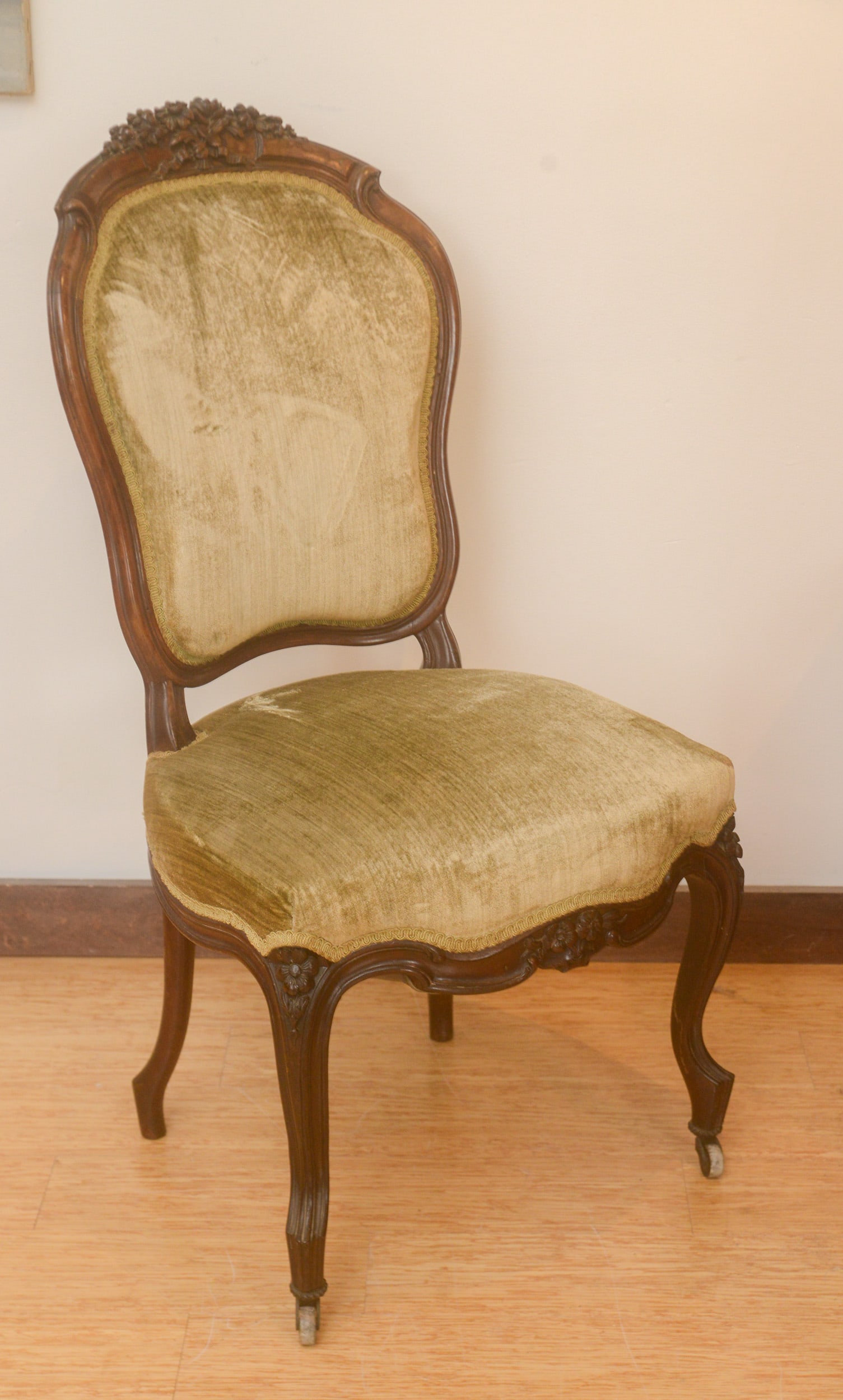 Fine 19th Century Carved Burlwood Chair.: Height 38 inches, width 20 inches, depth 19 inches.