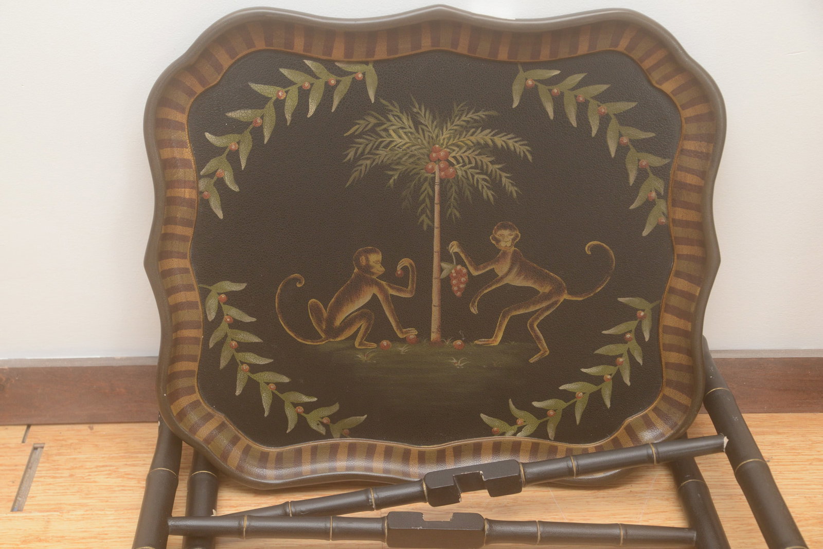 Tray Table With Monkeys. - 2