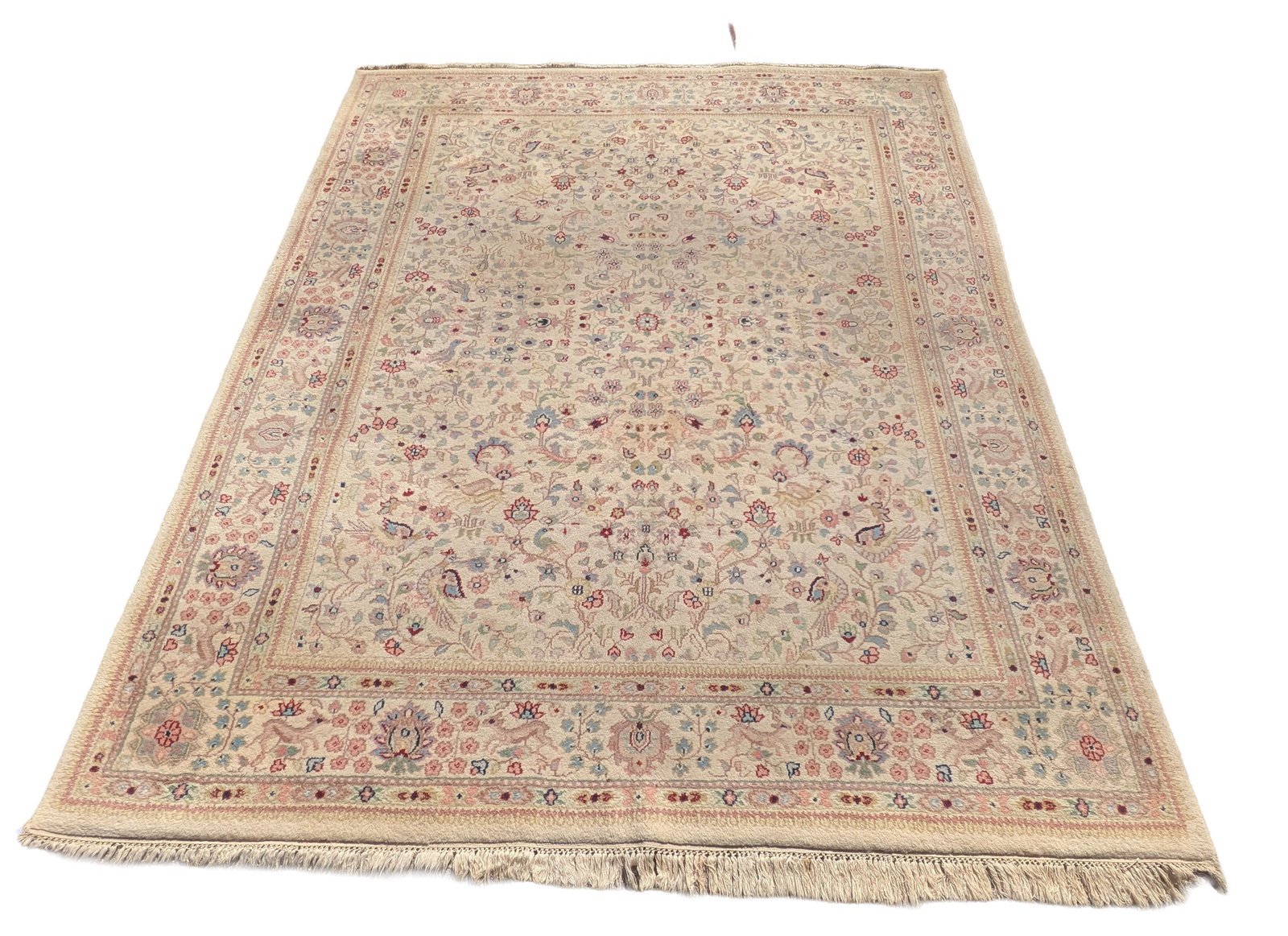 Room size handmade Oriental Rug: 7 feet 2 inches by 9 feet 9 inches.