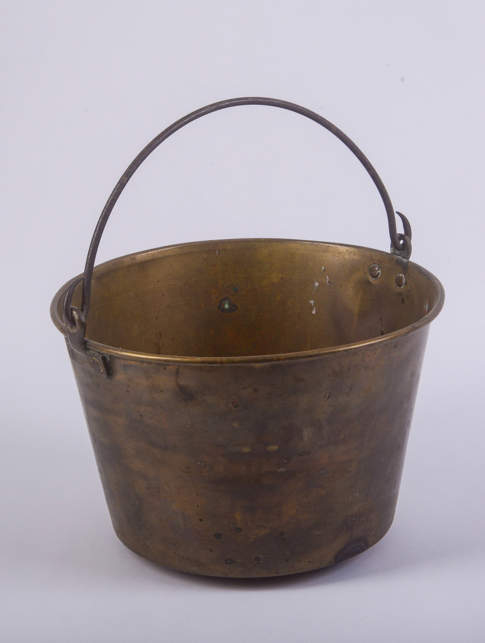 Small Brass Apple Butter Bucket.: Height 9 inches, diameter 13 inches.