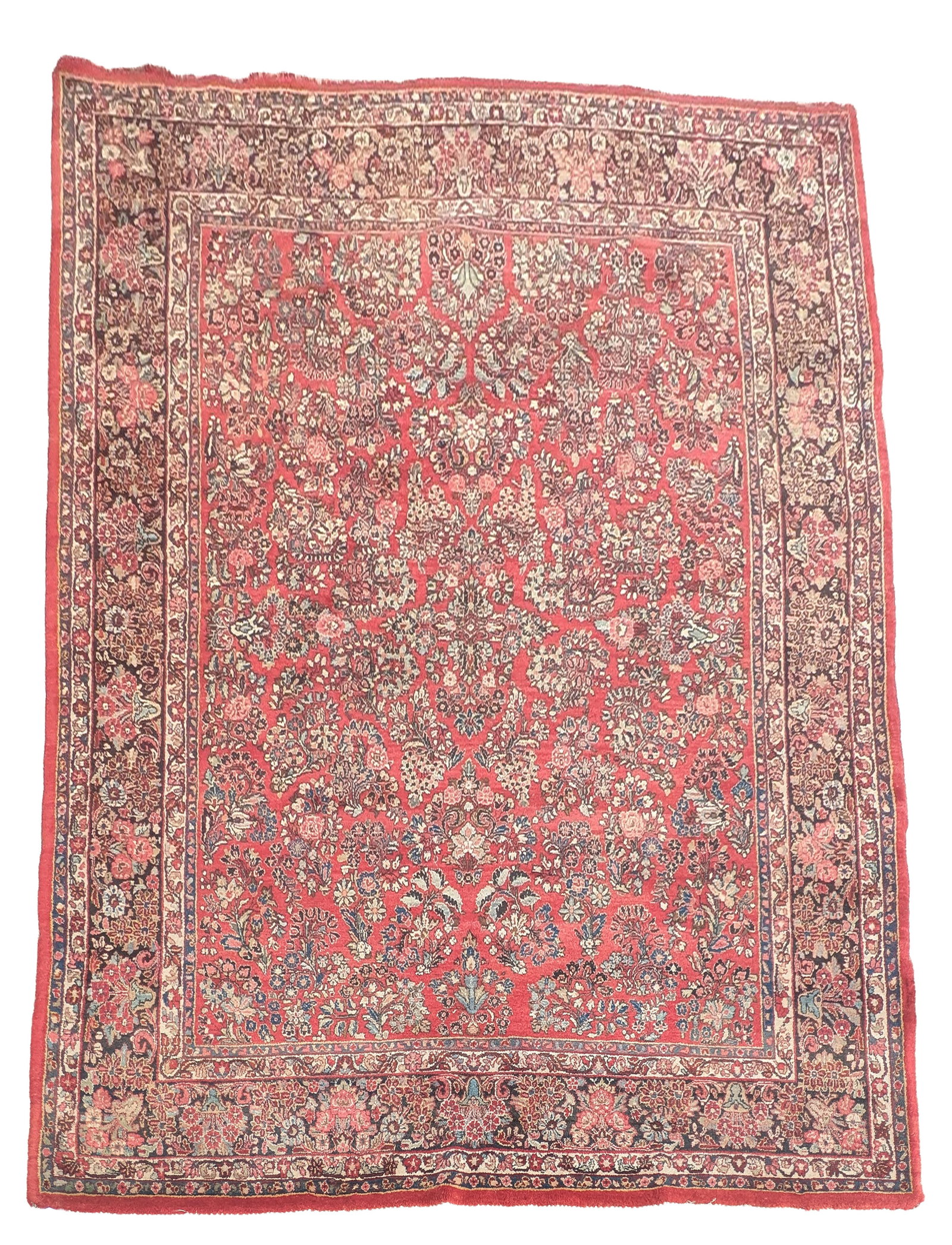 Antique Persian Sarouk: 9 x 12. Good shape