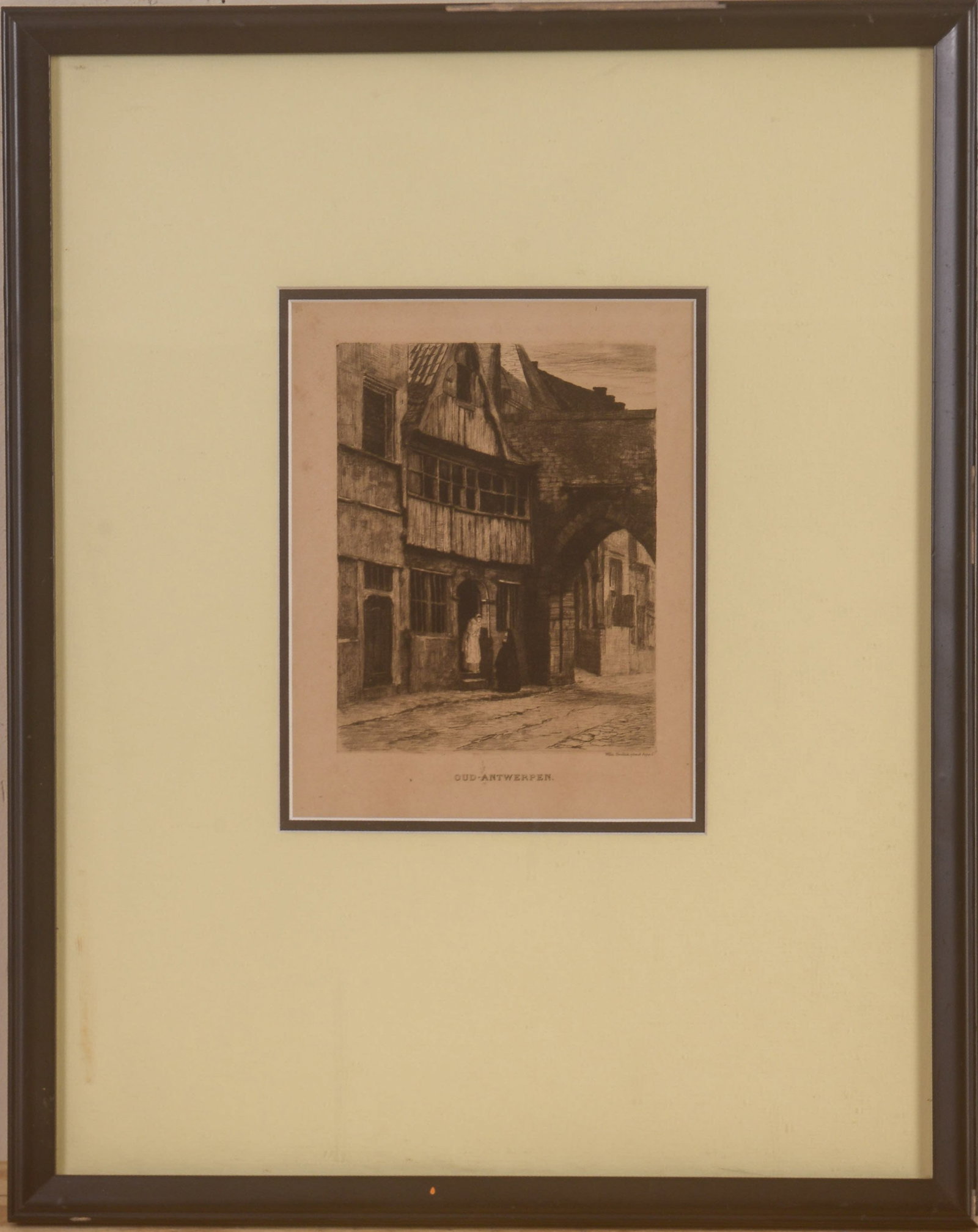 Lithograph of Oud-Antwerpen, after Van Willem Steelink Jr.: Framed, 20 x 16 inches.