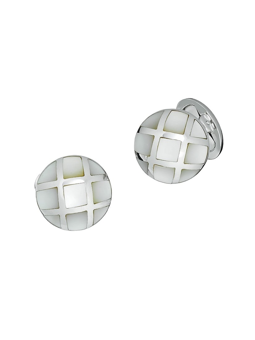 Saks Fifth Avenue Men's Sterling Silver & Mother-of-pearl Caged Dome Cufflinks: Unique dome cufflinks handmade with mother-of-pearl inlay and sterling silver accents. Mother-of-pearl Sterling silver Whale back Imported SIZE Diameter, 0.9". Center Core - M Jewelry/watches > Saks