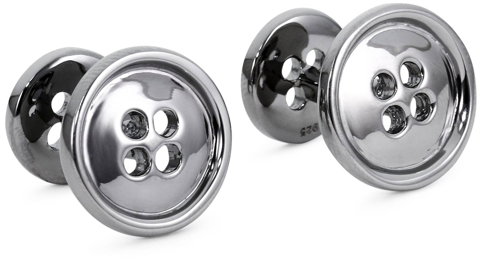 ROTENIER Novelty Sterling Silver Black Button Cufflinks: Fixed-backing Cufflinks featuring black rhodium-plated buttons at each side Made in United States