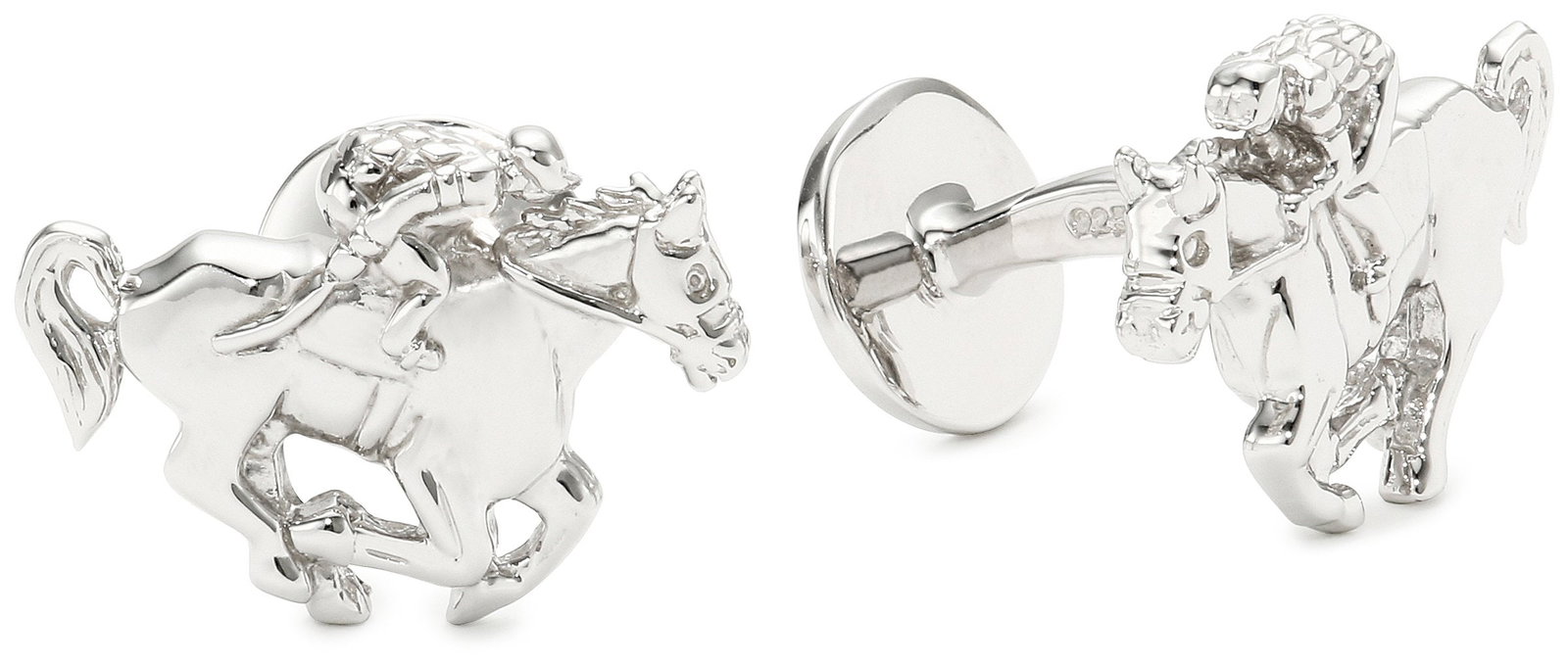 ROTENIER "Novelty" Sterling Silver Jockey, Horse and Horseshoe Cufflinks (1 of 3)