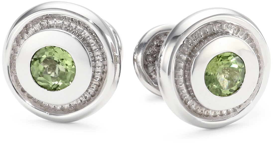 ROTENIER "Classic" Sterling Silver Bearing with Peridot Cufflinks (1 of 2)
