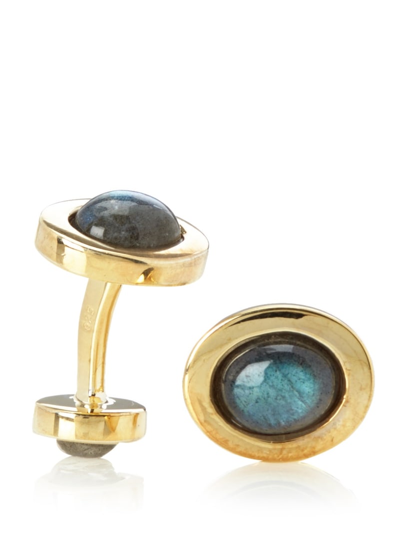Rotenier Double-Side Oval Labradorite Cabochon Cufflinks