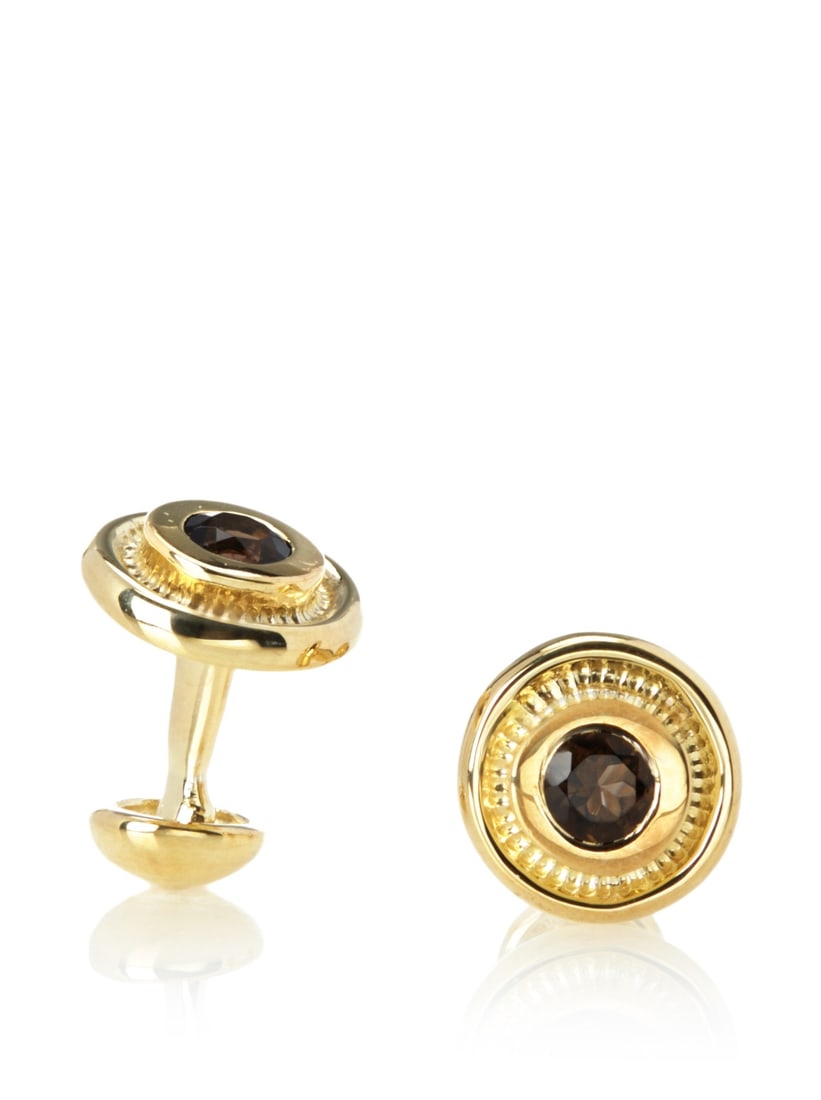 Rotenier Smoky Topaz Bearing Cufflinks: Rotenier Smoky Topaz Bearing Cufflinks