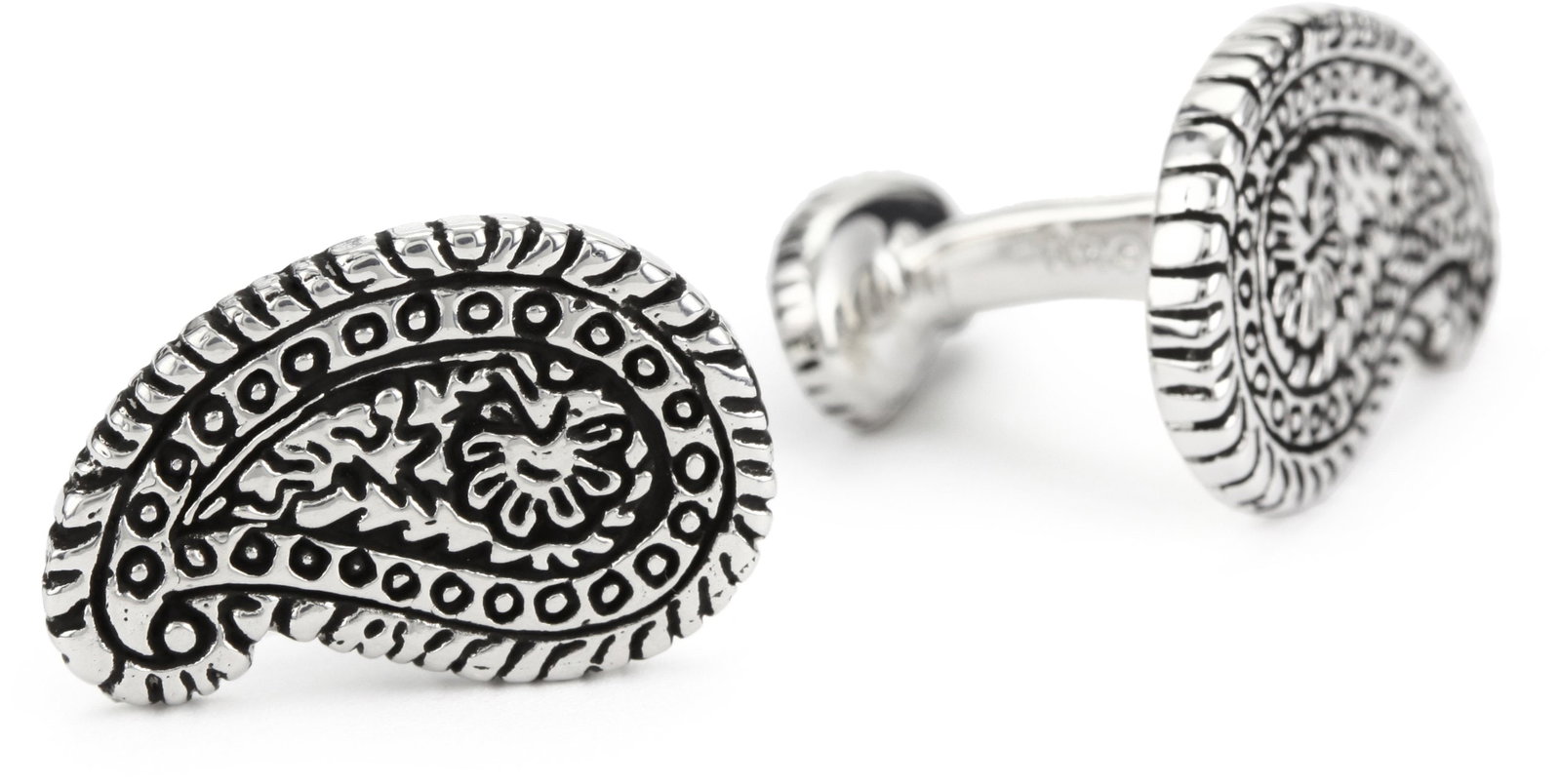 ROTENIER "Novelty" Sterling Silver Antiqued Paisley Cufflinks (1 of 2)