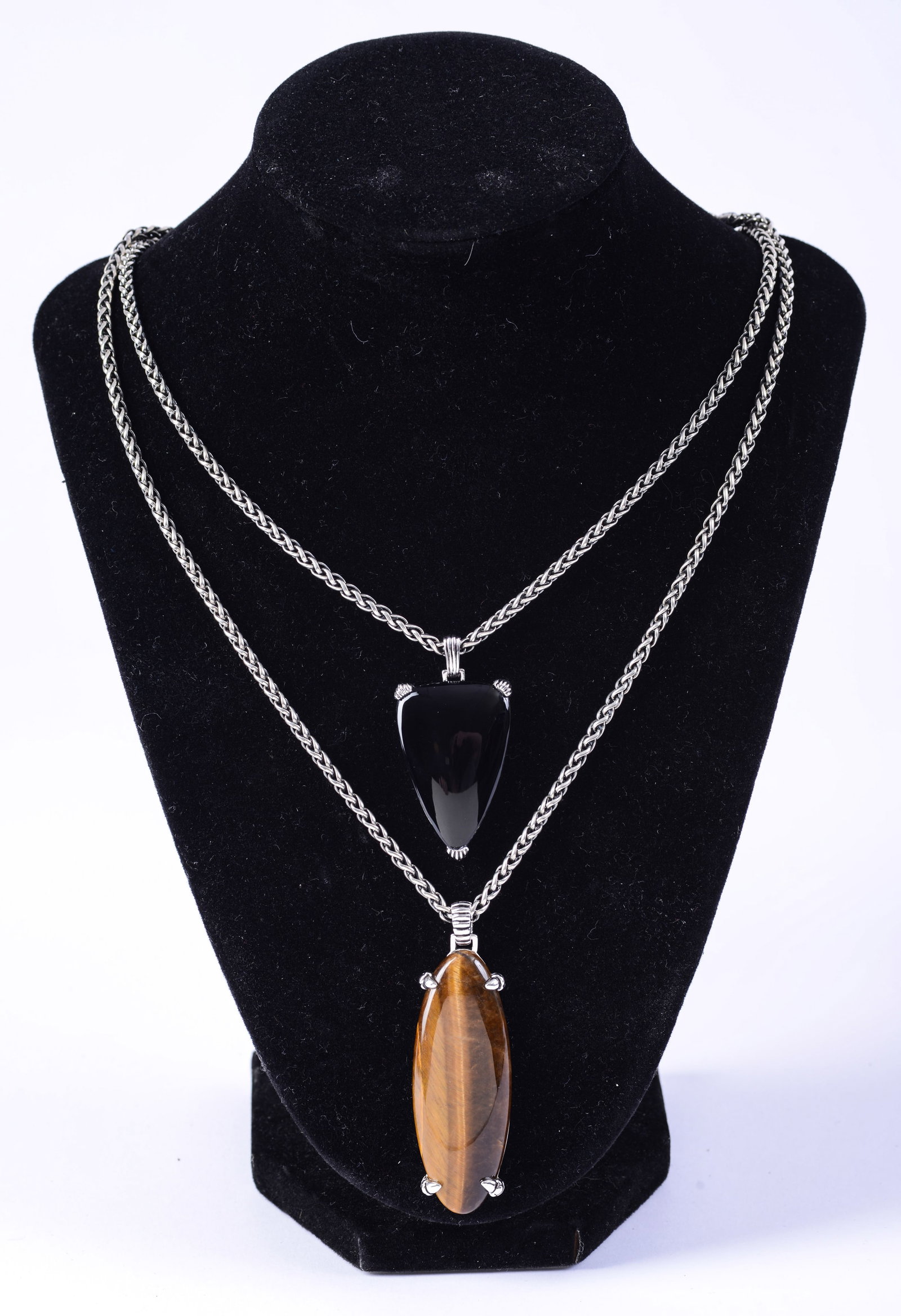 Two Jan Leslie Necklaces with Pendants.: Length of necklace 9.5 inches.