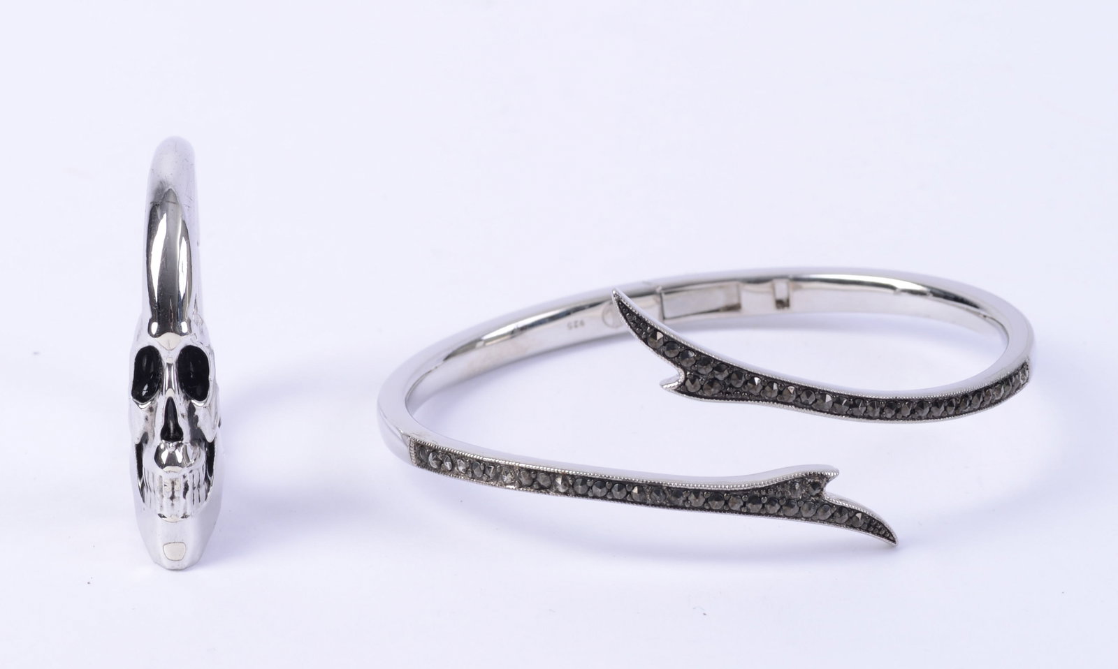 Jan Leslie Sterling Bracelet with Rhinestones and Sterling Key Chain.: Width of bracelet 2.25 inches.
