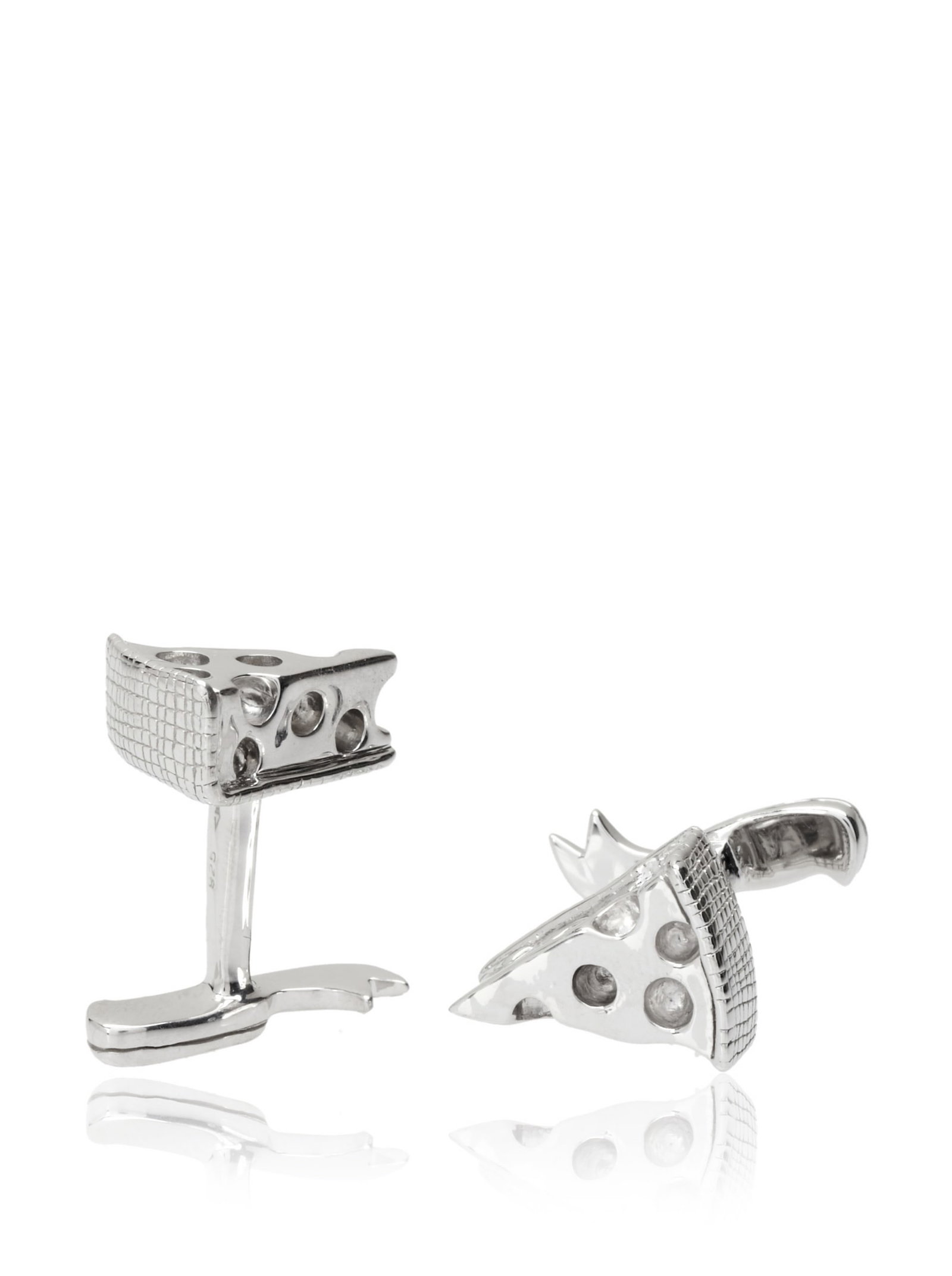 Rotenier Silver Cheese and Knife Cufflinks: Rotenier Silver Cheese and Knife Cufflinks