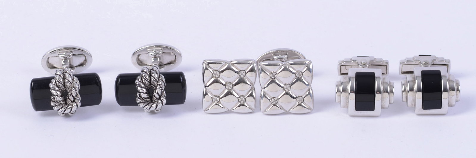 Three Pairs Jan Leslie Sterling Cufflinks. (1 of 3)