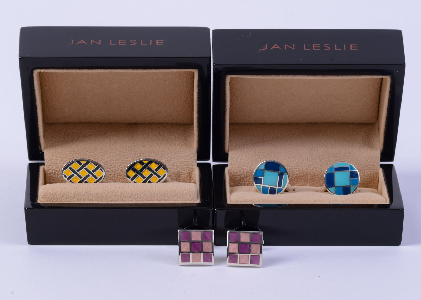 Three Pairs Sterling Jan Leslie Cufflinks. (1 of 3)
