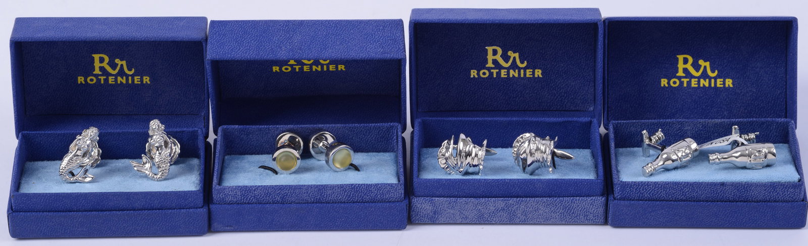 Four Pairs of Rotenier Sterling Silver Cufflinks.: New in box.