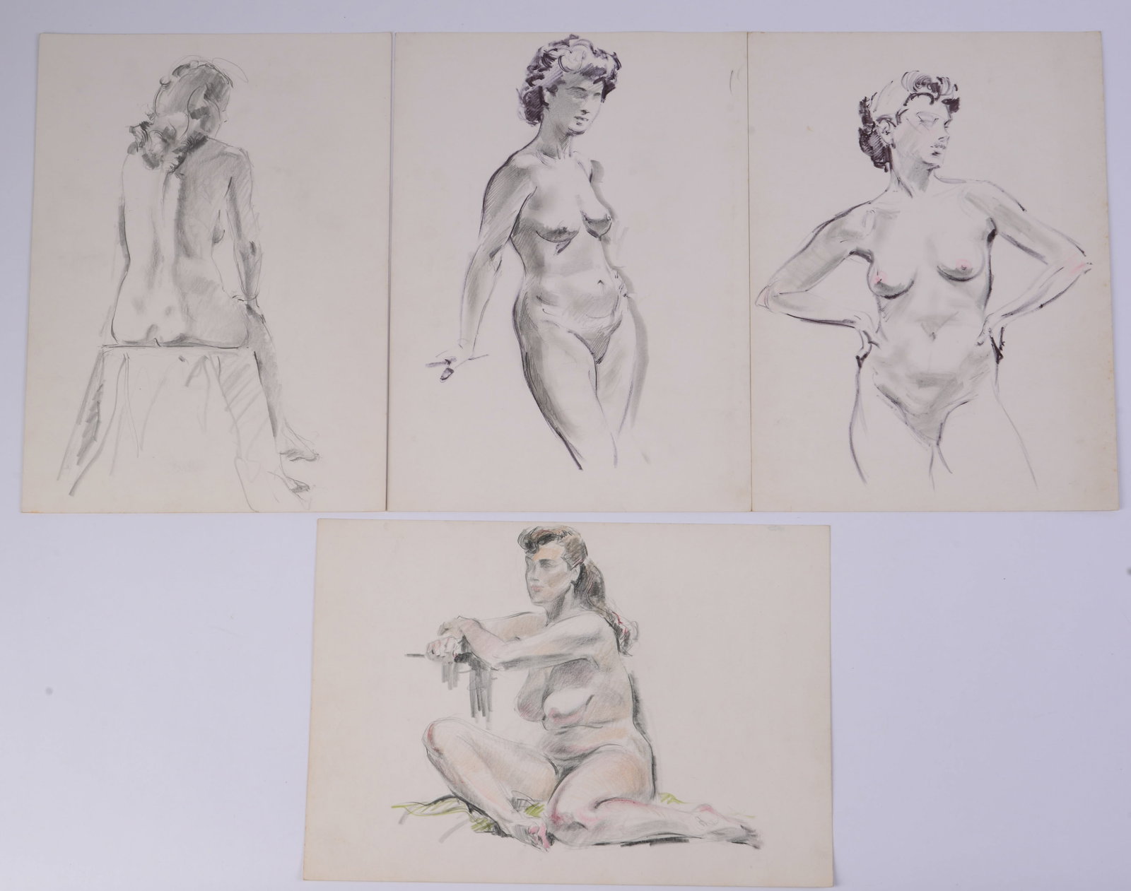 Gene Klebe (1906-1985). Four Life Drawings.: 10 x 14 inches.