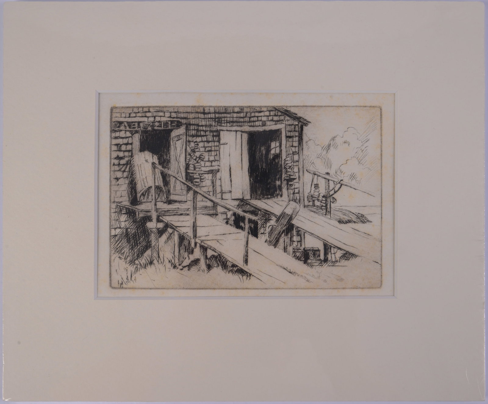 Charles Ebert (1873-1959). Monhegan Fish House.: Image 4 x 6 inches, unsigned.