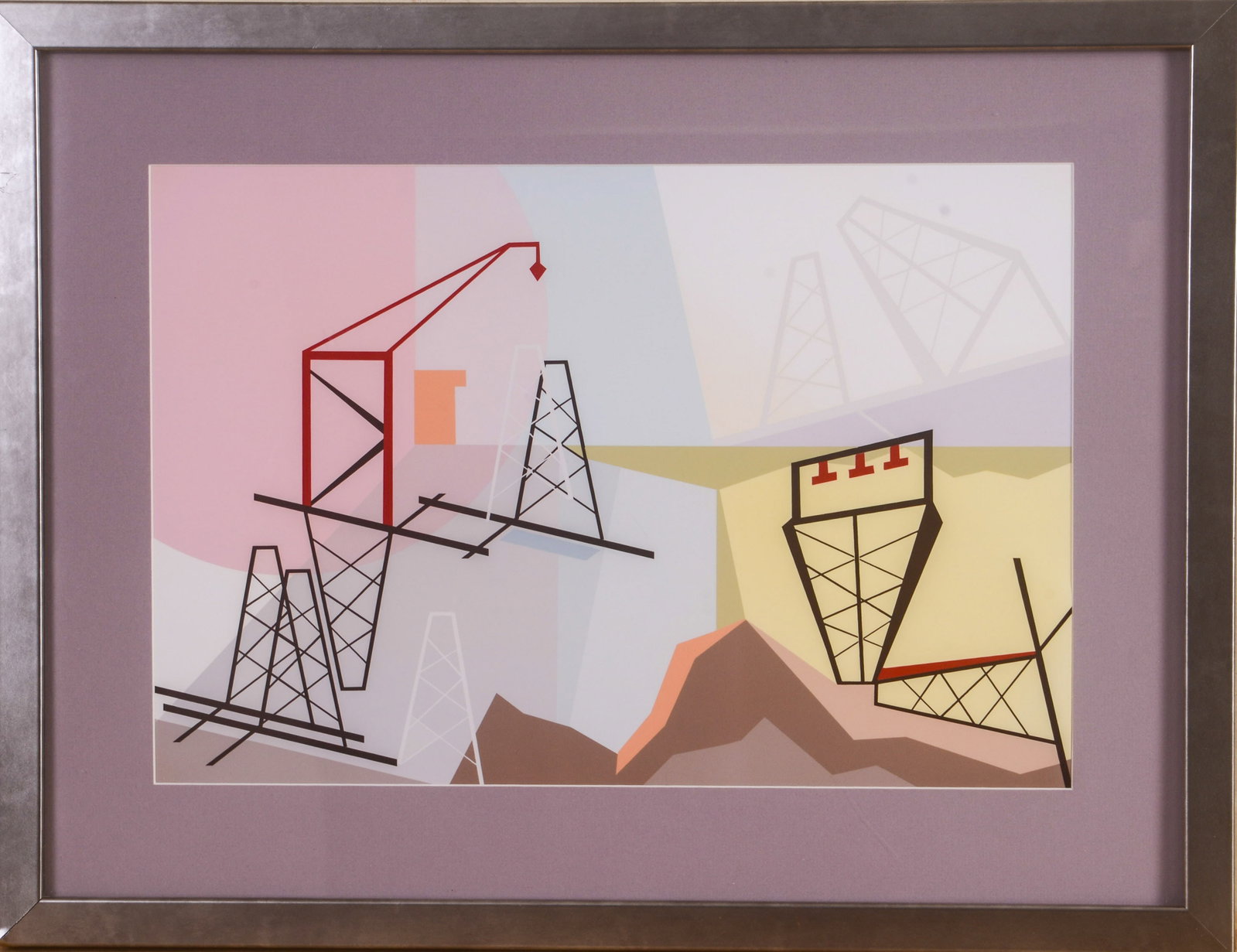 June Vernon. Cityscape From the Ground Up V.: Digital drawing, framed, 19 x 25 inches.